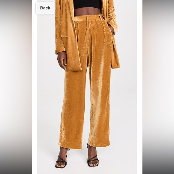 Women's Velvet Wide Leg Pants - mustard - Picture 1 of 12